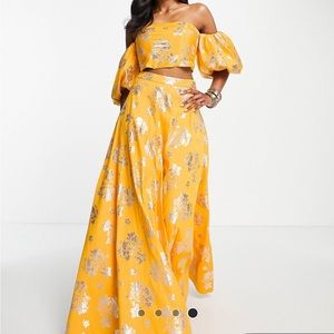 ASOS Floral Jacquard Lehenga (Apricot) - top and skirt